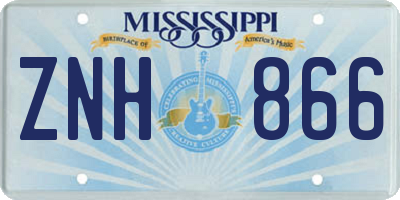 MS license plate ZNH866