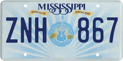 MS license plate ZNH867