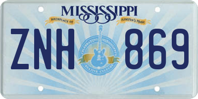 MS license plate ZNH869