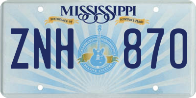 MS license plate ZNH870