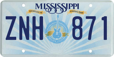 MS license plate ZNH871