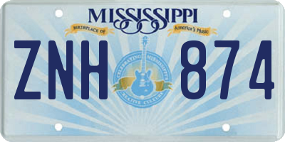 MS license plate ZNH874