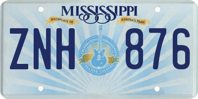MS license plate ZNH876