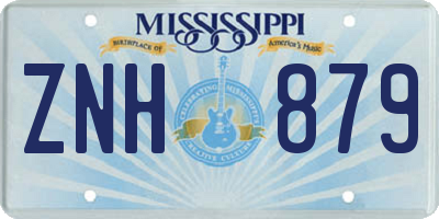 MS license plate ZNH879