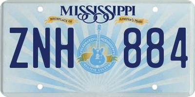 MS license plate ZNH884