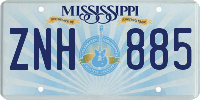 MS license plate ZNH885