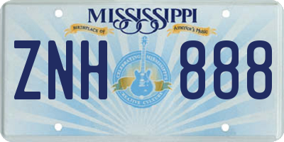 MS license plate ZNH888