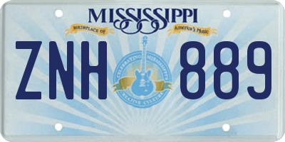 MS license plate ZNH889