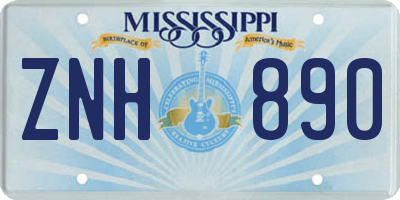 MS license plate ZNH890