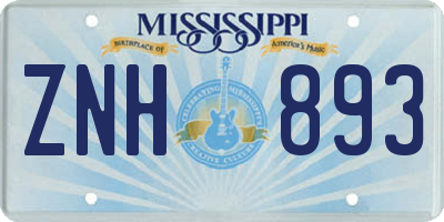 MS license plate ZNH893