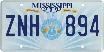 MS license plate ZNH894