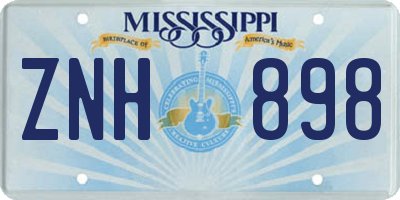 MS license plate ZNH898