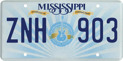 MS license plate ZNH903