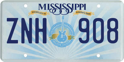 MS license plate ZNH908