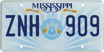 MS license plate ZNH909