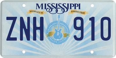 MS license plate ZNH910