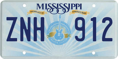 MS license plate ZNH912