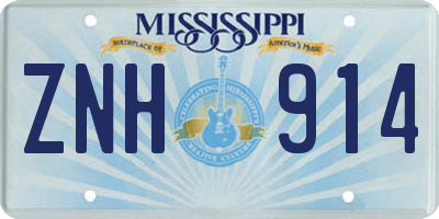 MS license plate ZNH914