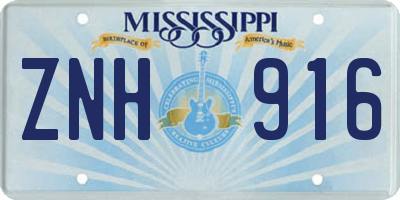 MS license plate ZNH916