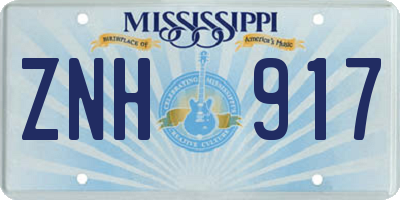 MS license plate ZNH917