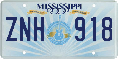 MS license plate ZNH918