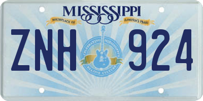 MS license plate ZNH924