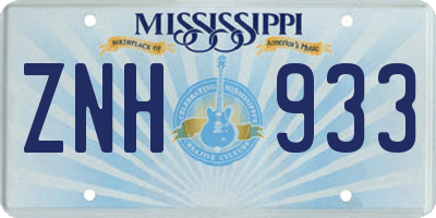 MS license plate ZNH933