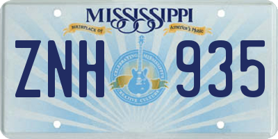MS license plate ZNH935