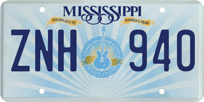 MS license plate ZNH940