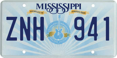 MS license plate ZNH941