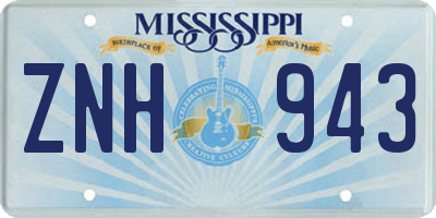 MS license plate ZNH943
