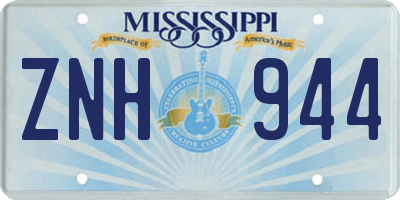 MS license plate ZNH944