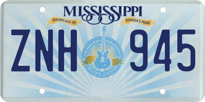 MS license plate ZNH945