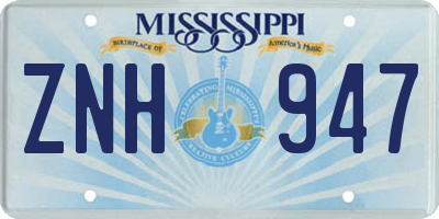 MS license plate ZNH947