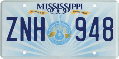 MS license plate ZNH948