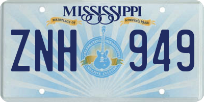 MS license plate ZNH949