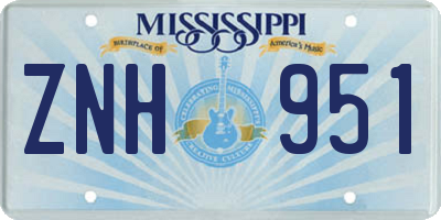 MS license plate ZNH951