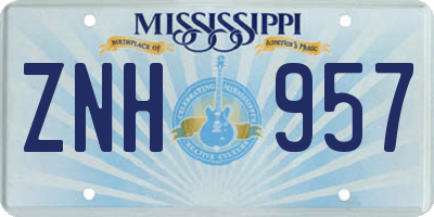 MS license plate ZNH957