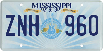 MS license plate ZNH960