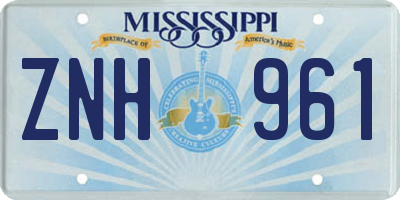 MS license plate ZNH961
