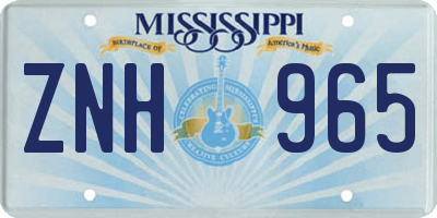 MS license plate ZNH965