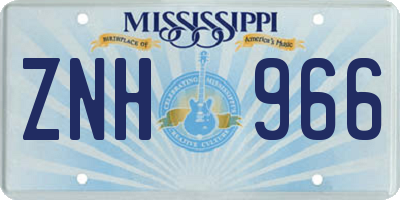 MS license plate ZNH966