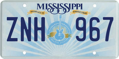 MS license plate ZNH967