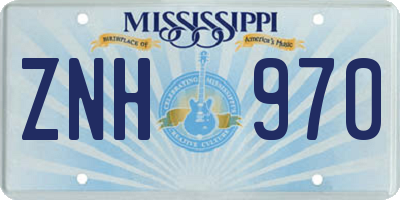 MS license plate ZNH970