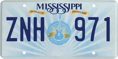 MS license plate ZNH971