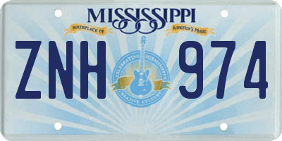 MS license plate ZNH974