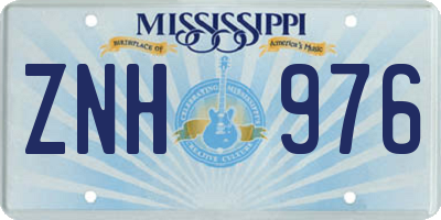 MS license plate ZNH976