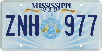 MS license plate ZNH977