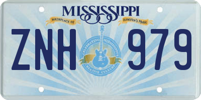 MS license plate ZNH979