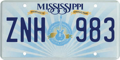 MS license plate ZNH983